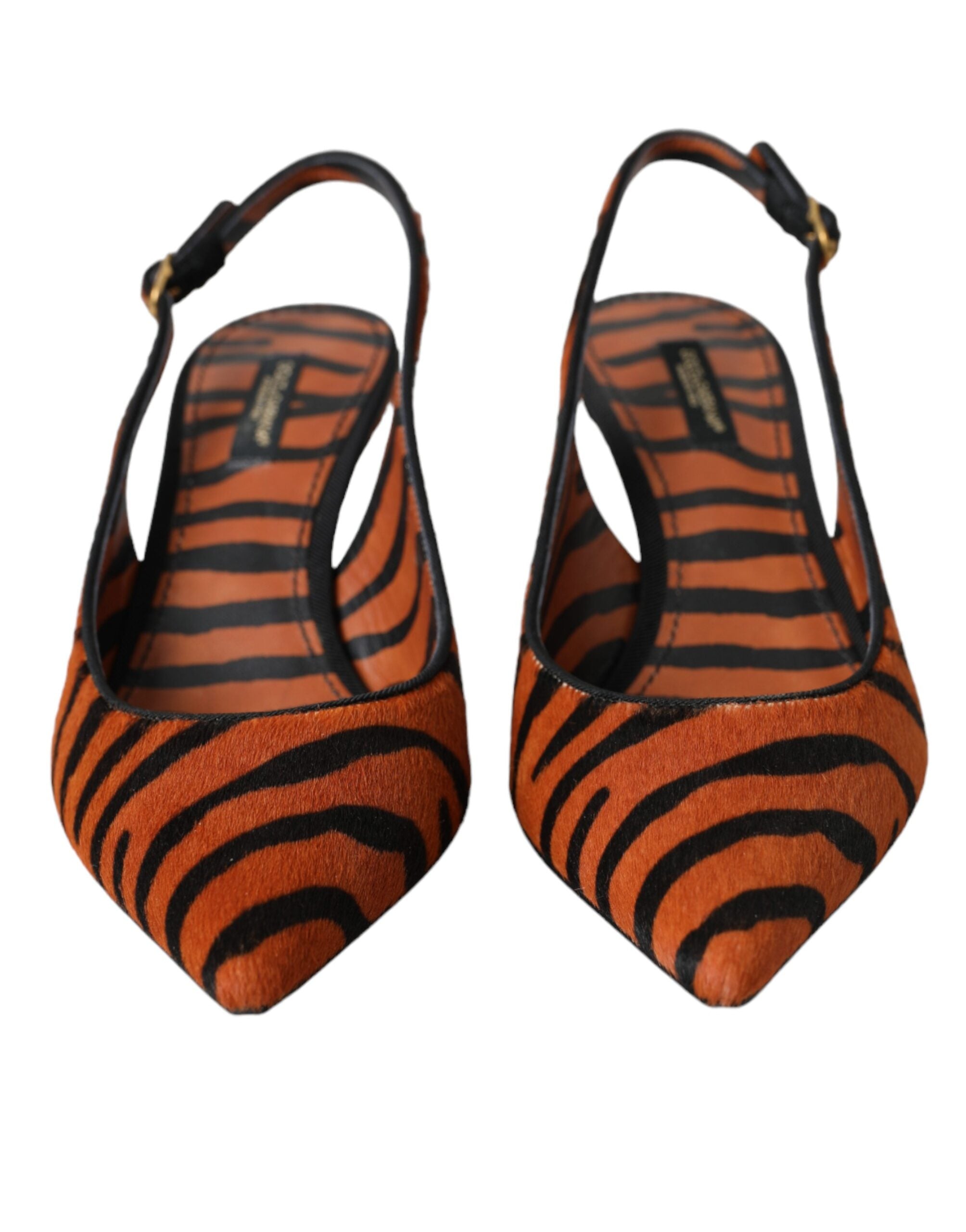 Svarte Oransje Sebra Slingbacks Skinnsko