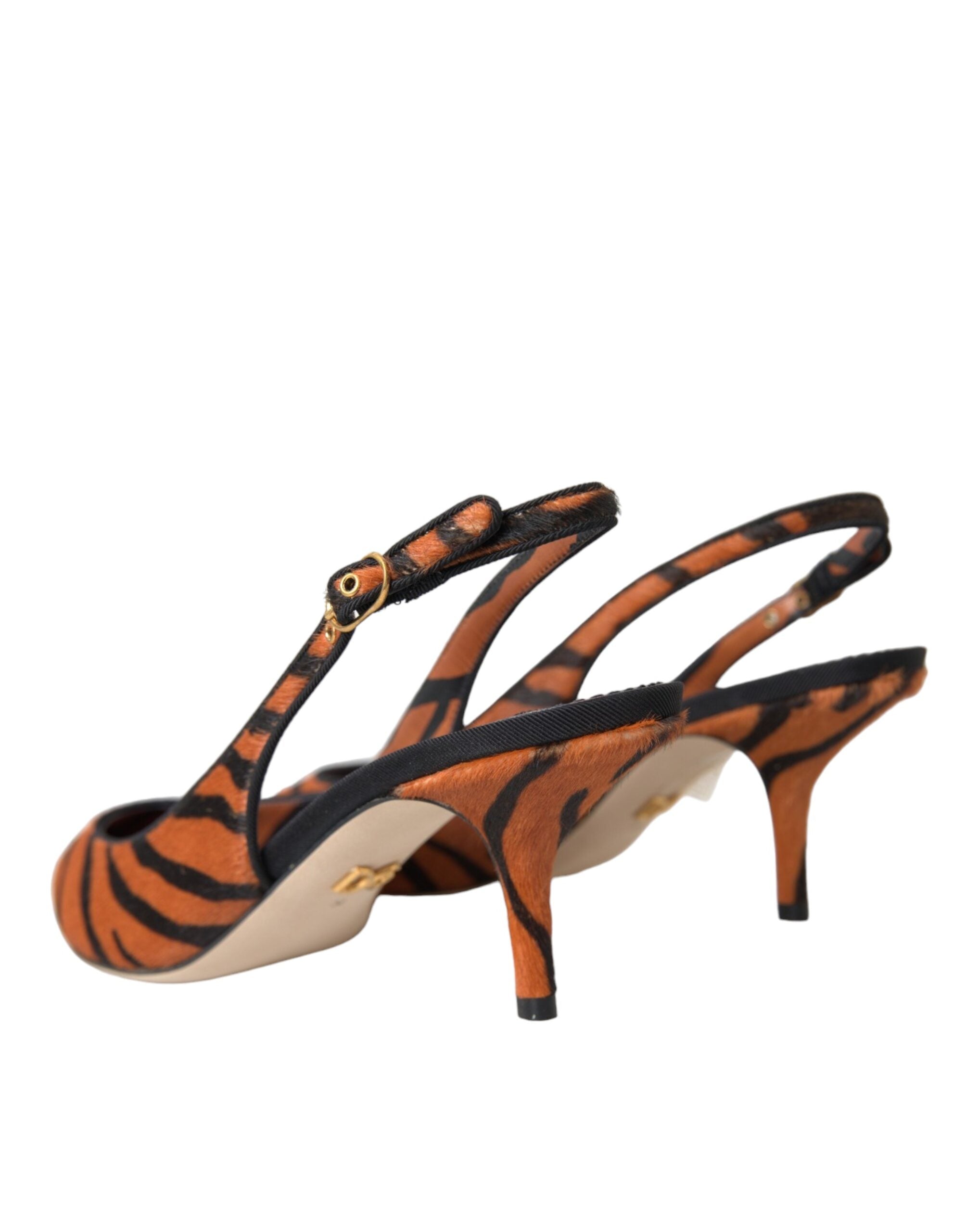 Svarte Oransje Sebra Slingbacks Skinnsko