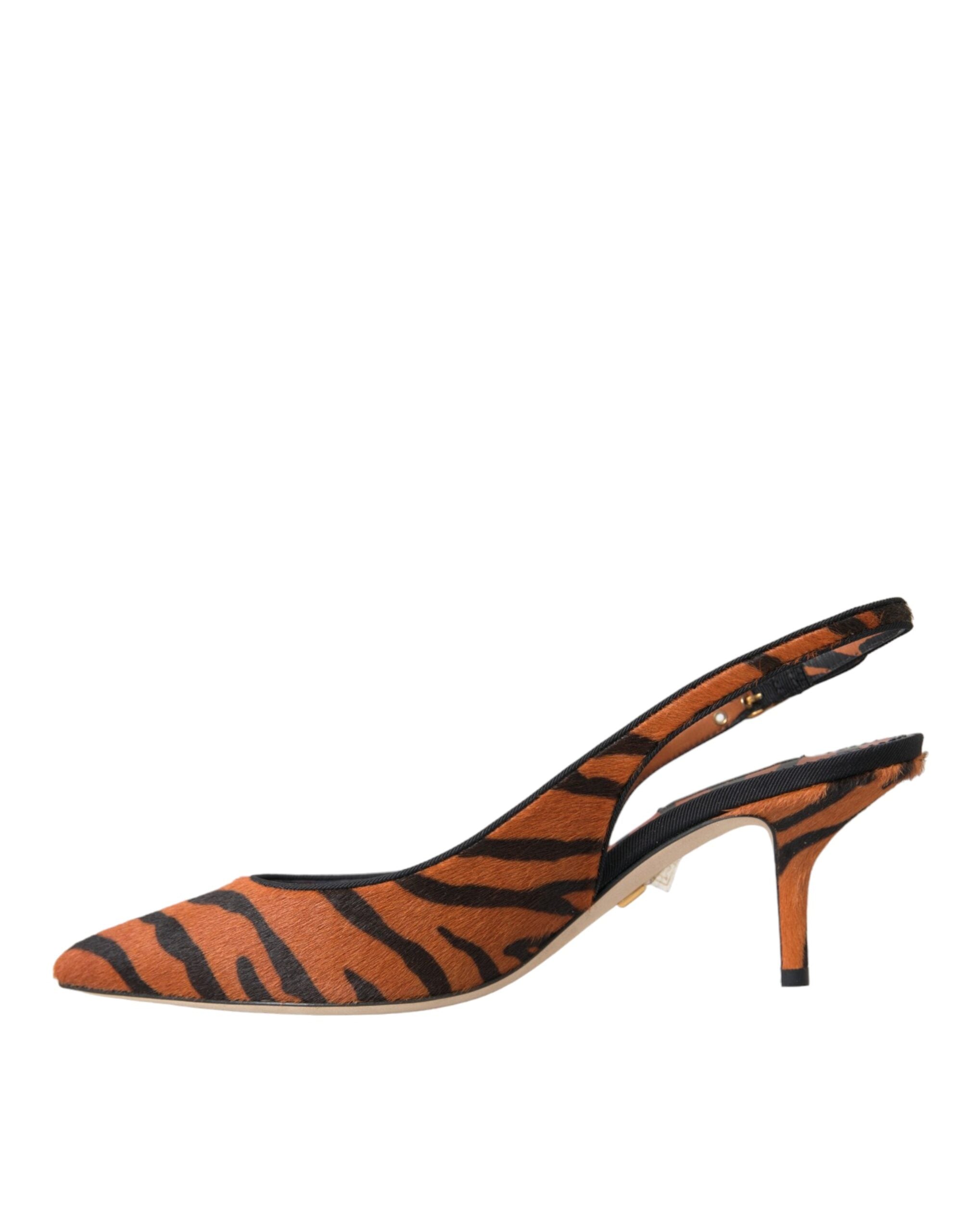Svarte Oransje Sebra Slingbacks Skinnsko