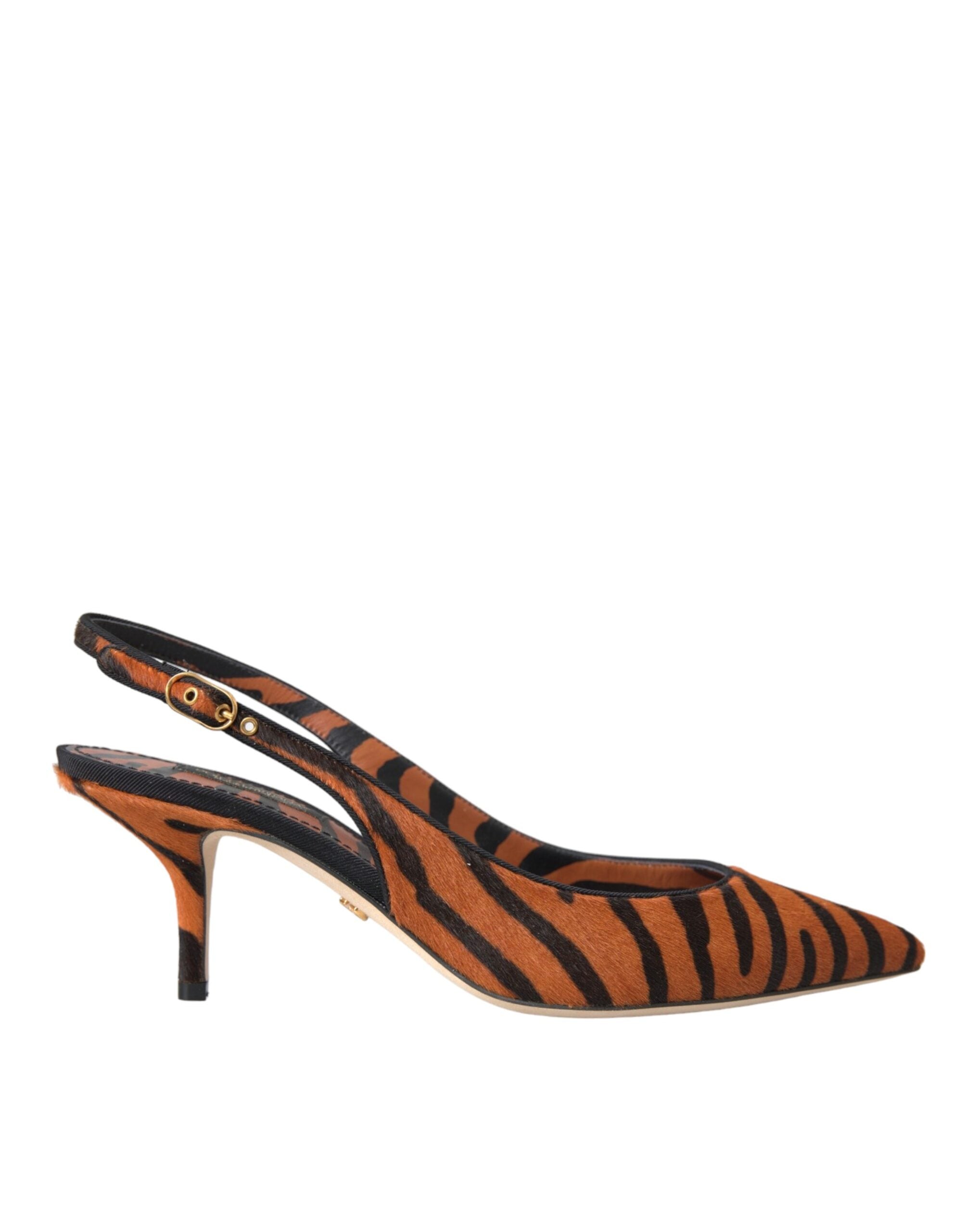 Svarte Oransje Sebra Slingbacks Skinnsko