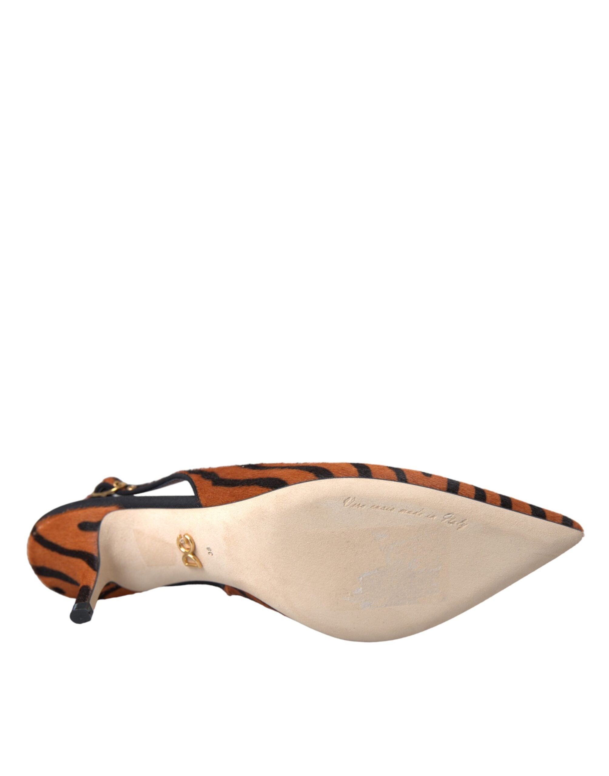 Svarte Oransje Sebra Slingbacks Skinnsko