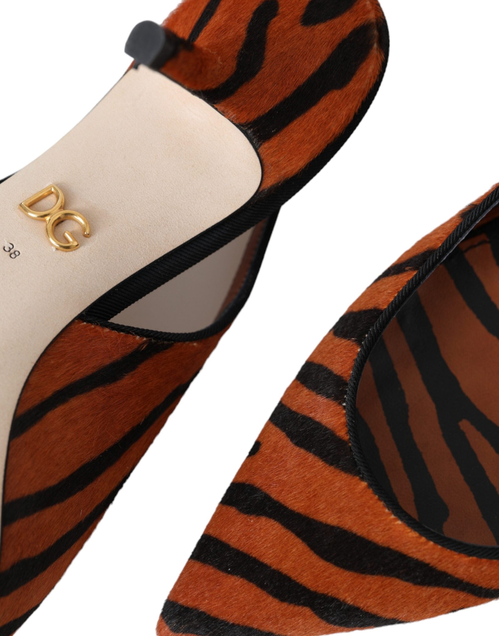 Svarte Oransje Sebra Slingbacks Skinnsko