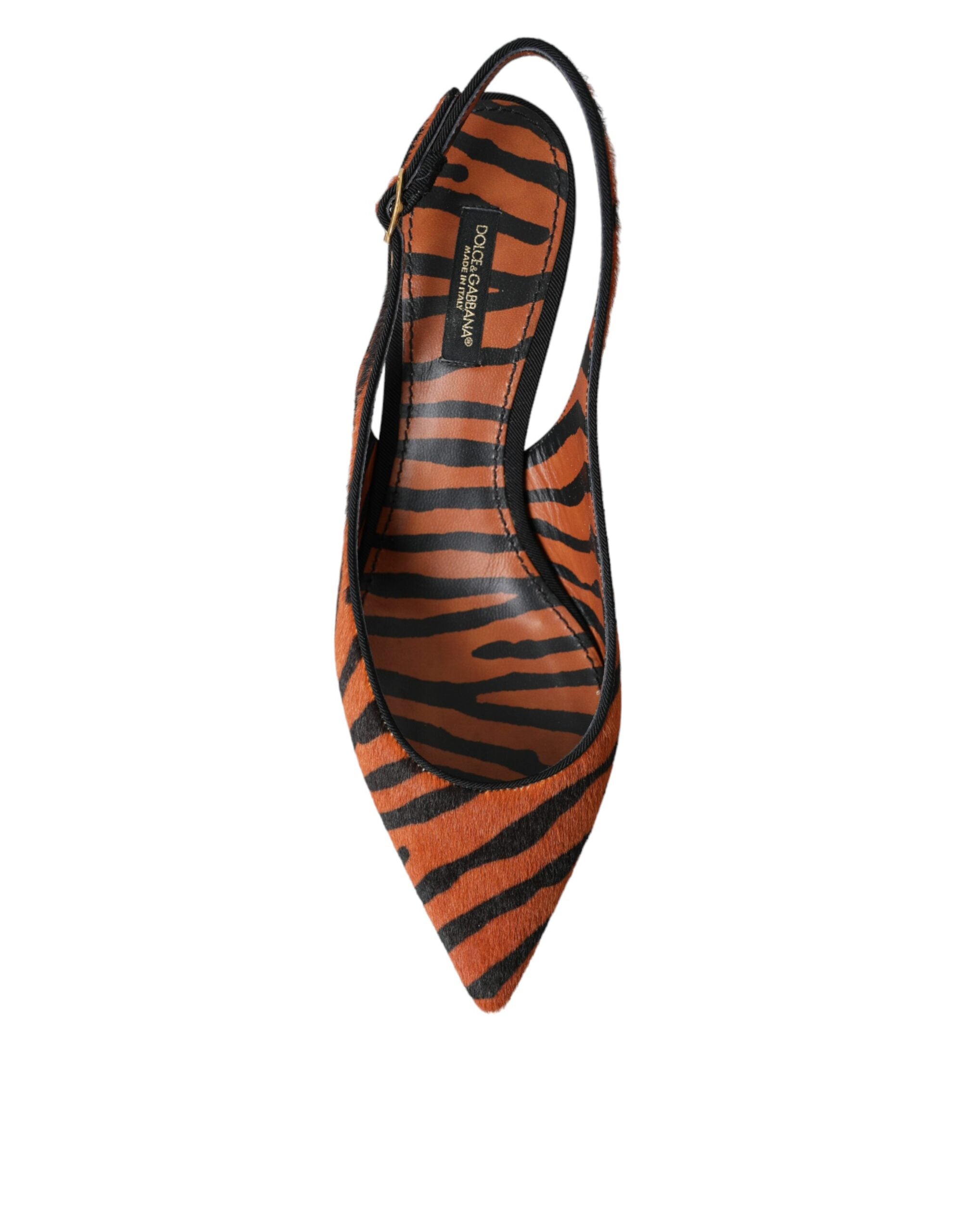 Svarte Oransje Sebra Slingbacks Skinnsko
