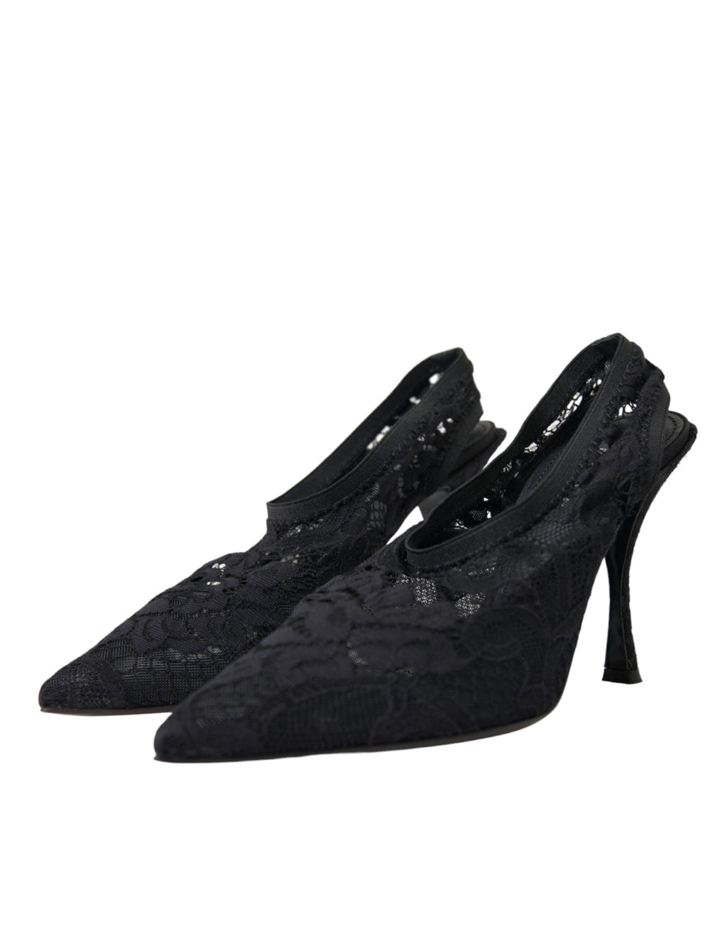 Svarte blonde stretchhæler slingbacks sko