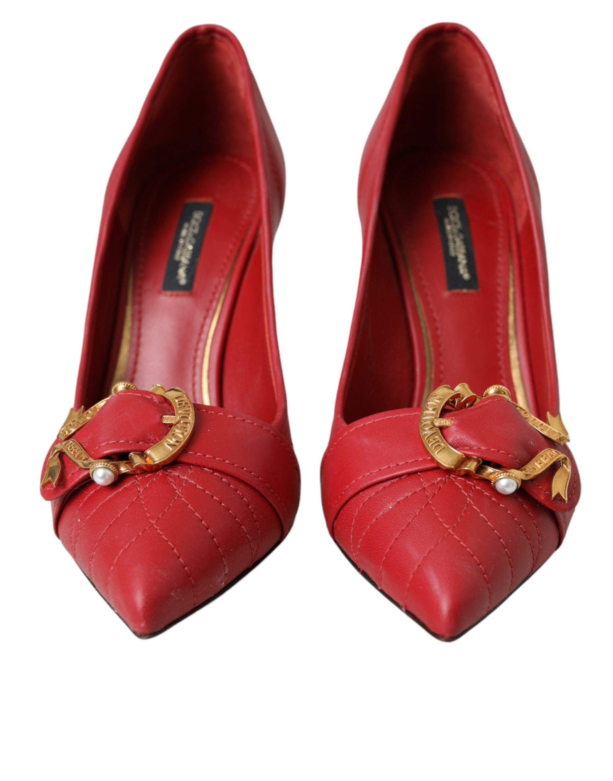 Röda Devotion Läderklackade Pumps Skor