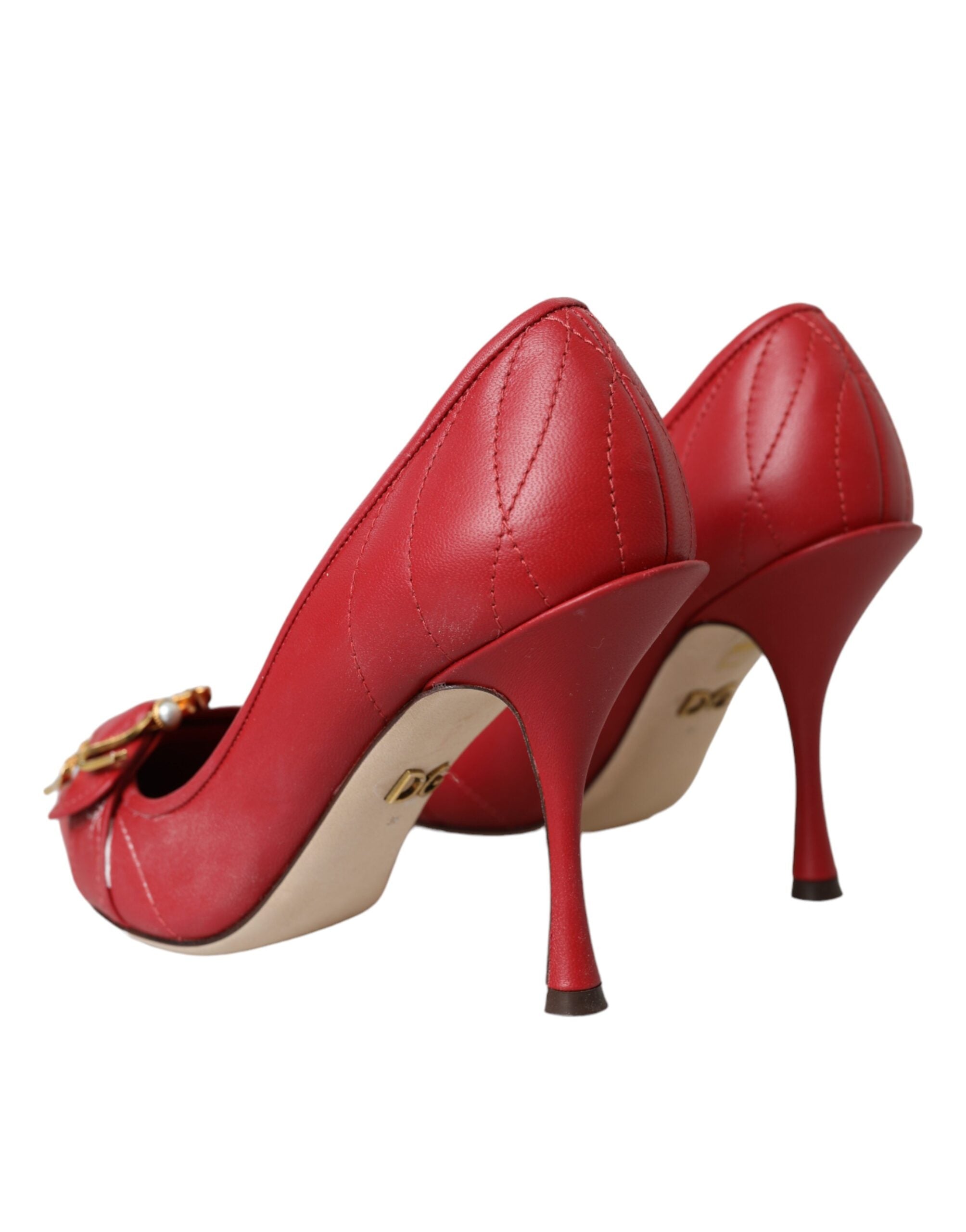 Röda Devotion Läderklackade Pumps Skor