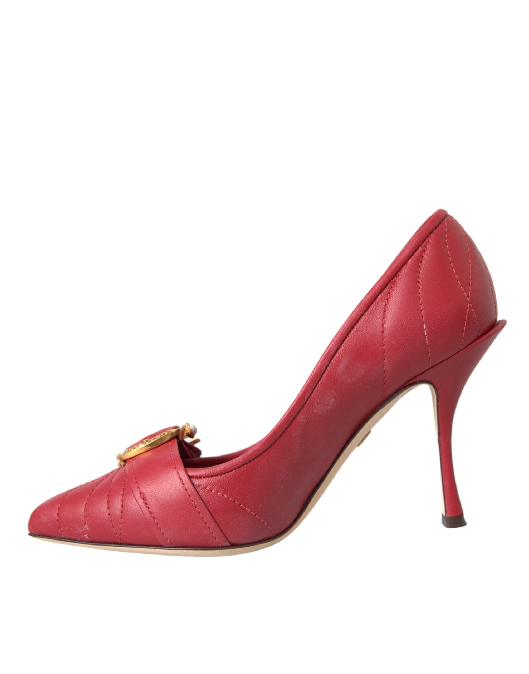 Röda Devotion Läderklackade Pumps Skor