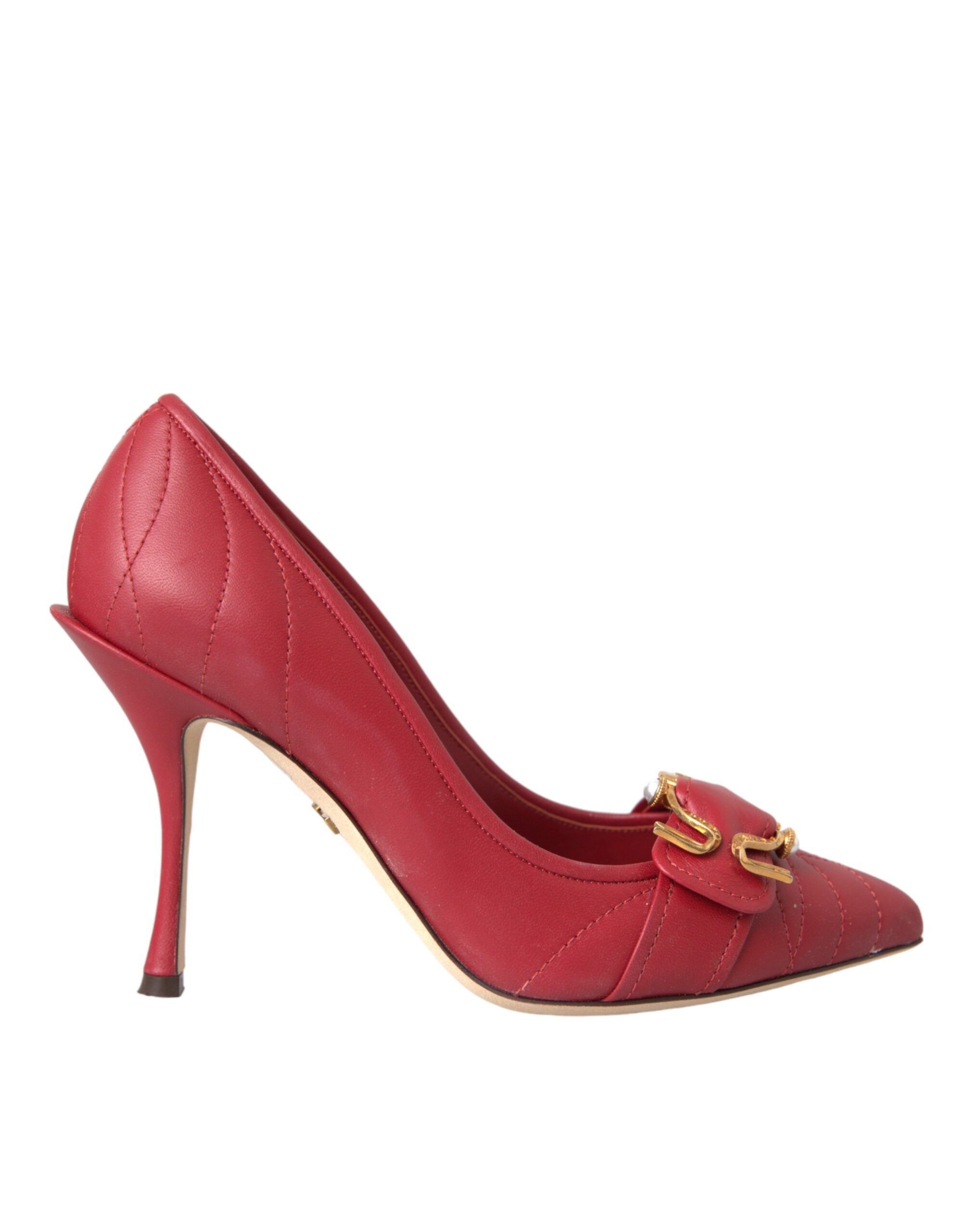 Röda Devotion Läderklackade Pumps Skor