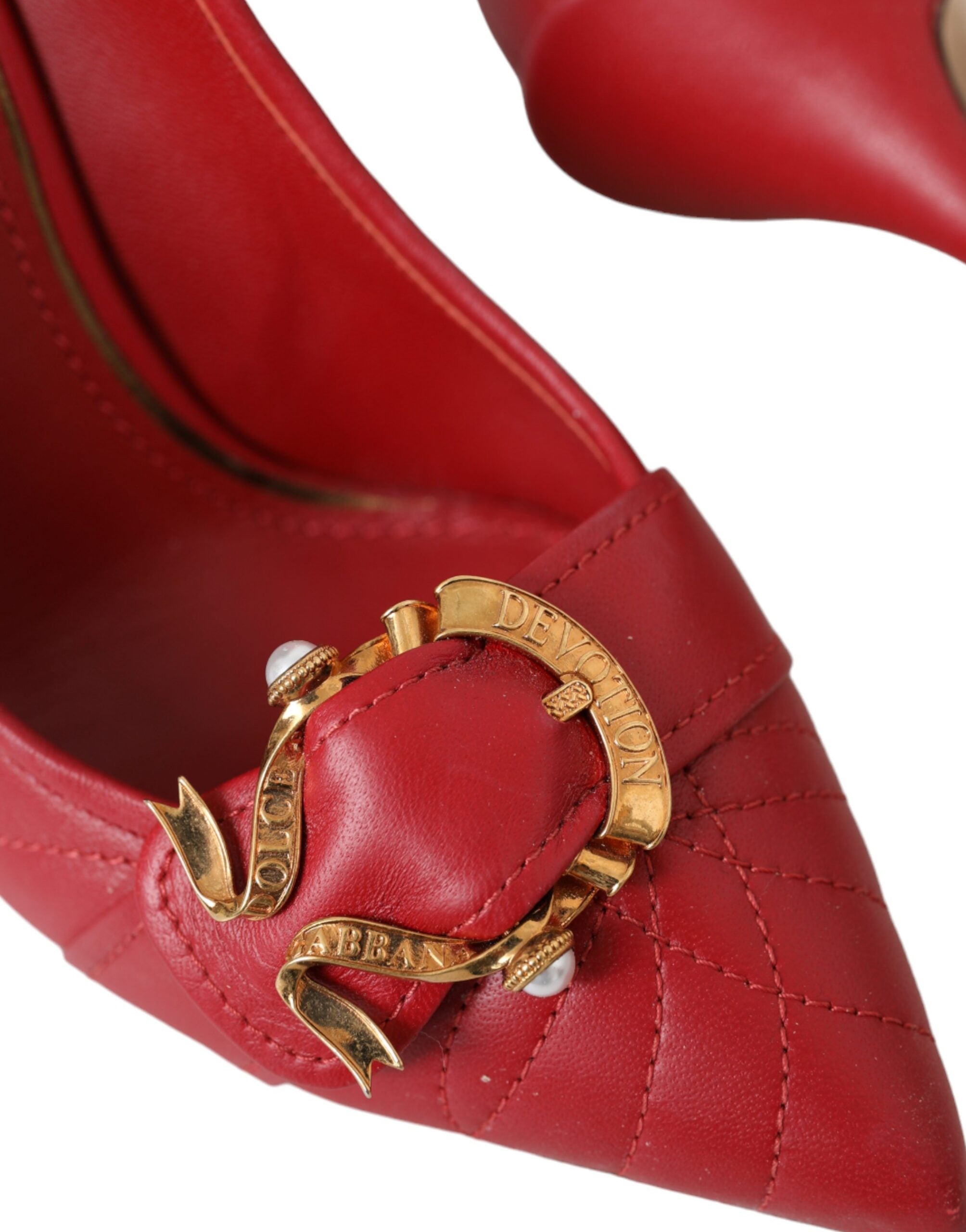 Röda Devotion Läderklackade Pumps Skor