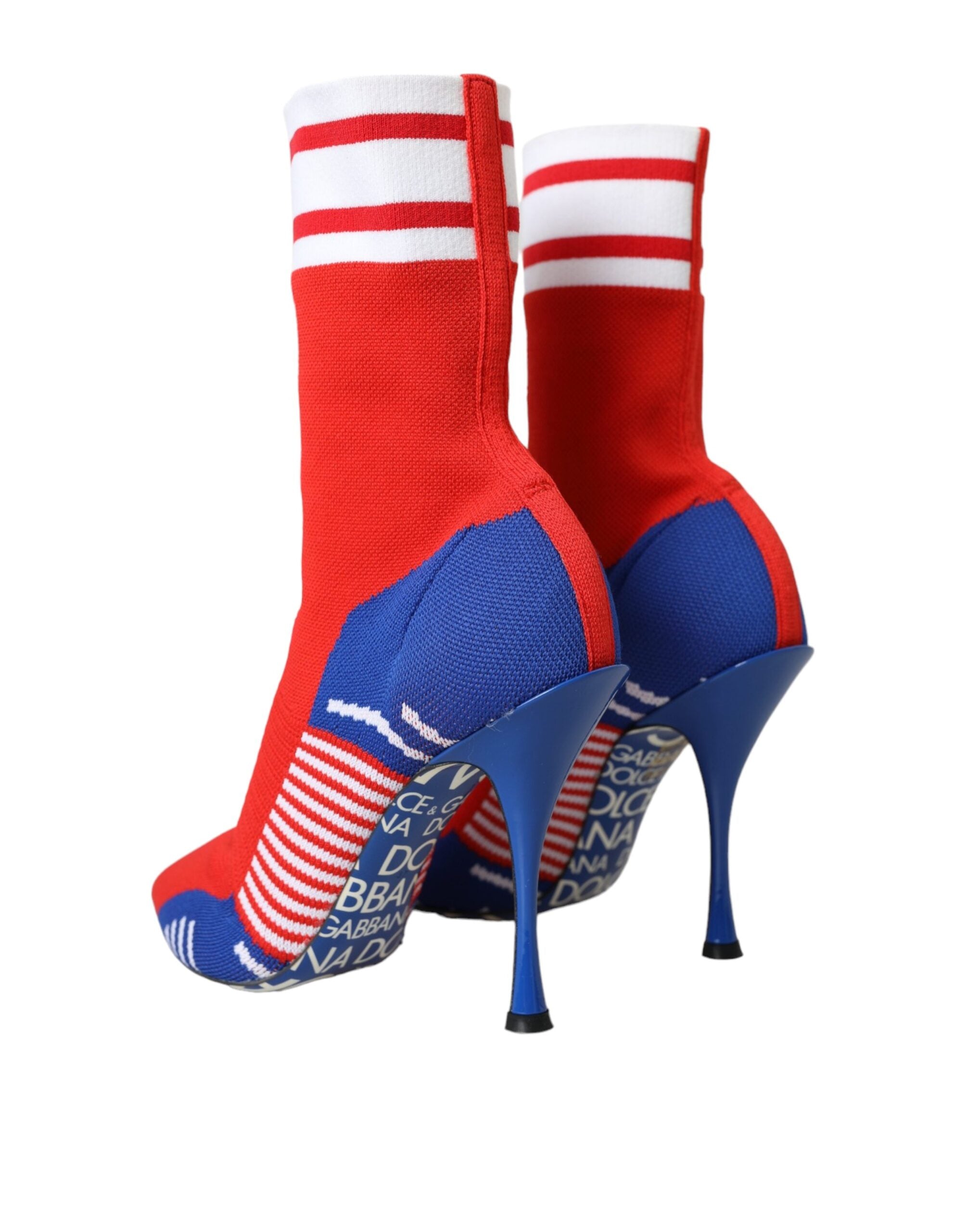 Röda Blå Stretchiga Sock Style Ankelboots Logotypskor