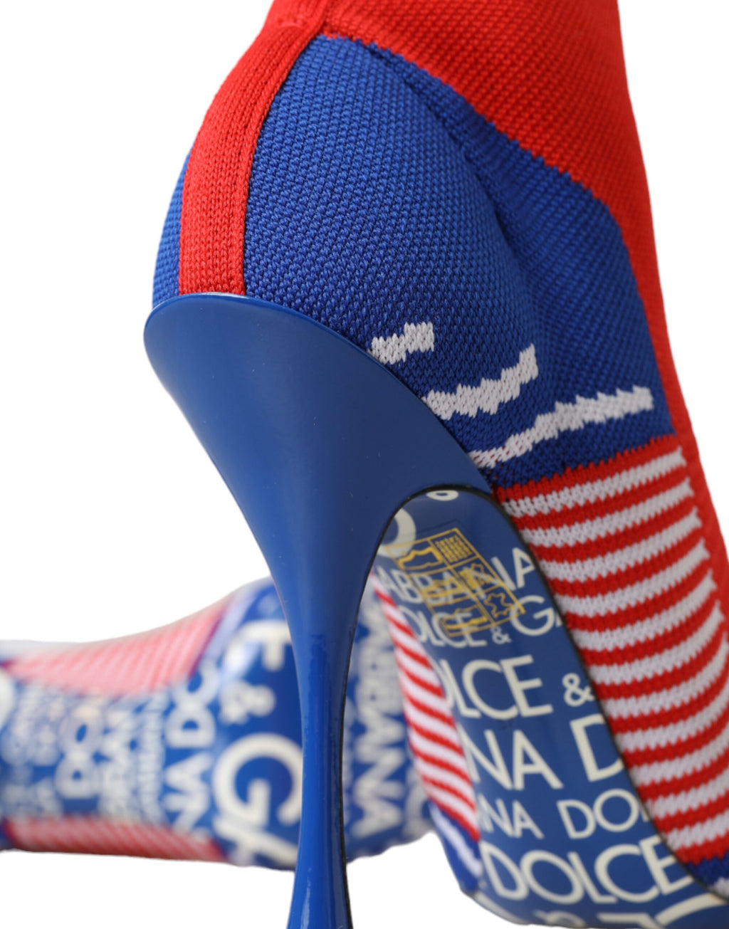 Röda Blå Stretchiga Sock Style Ankelboots Logotypskor