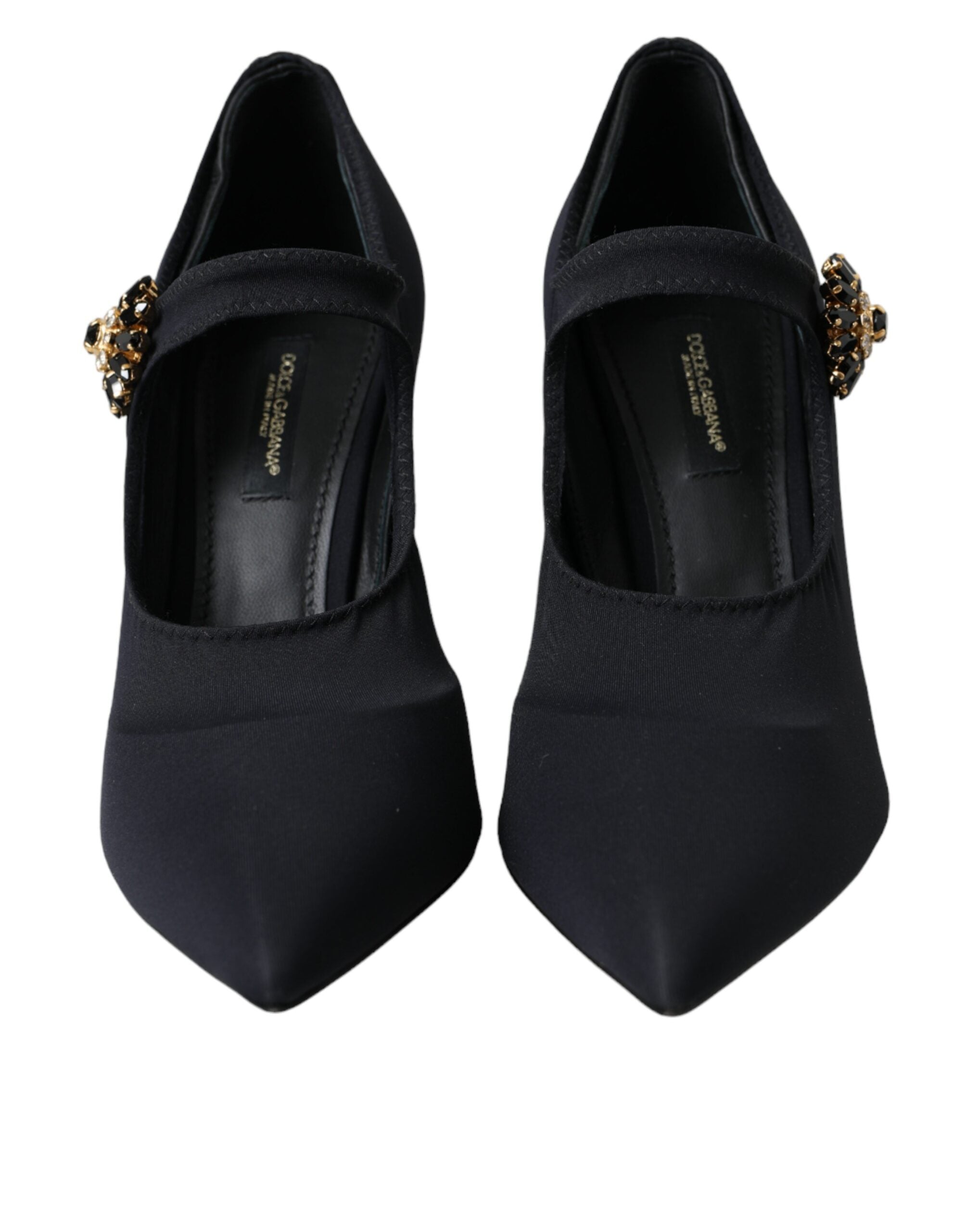 Svarta Mary Jane Jersey Kristall Pumps Skor