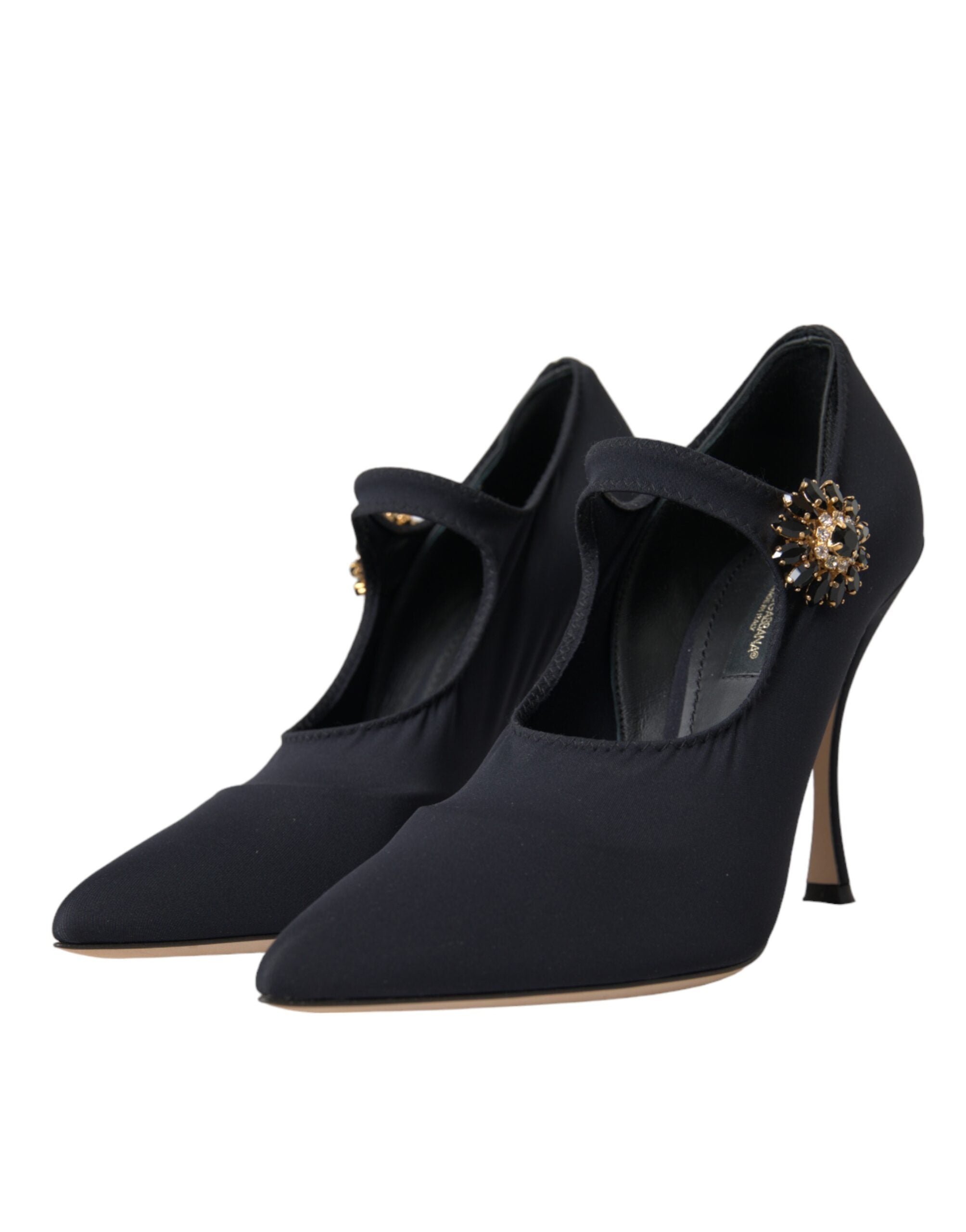 Svarta Mary Jane Jersey Kristall Pumps Skor