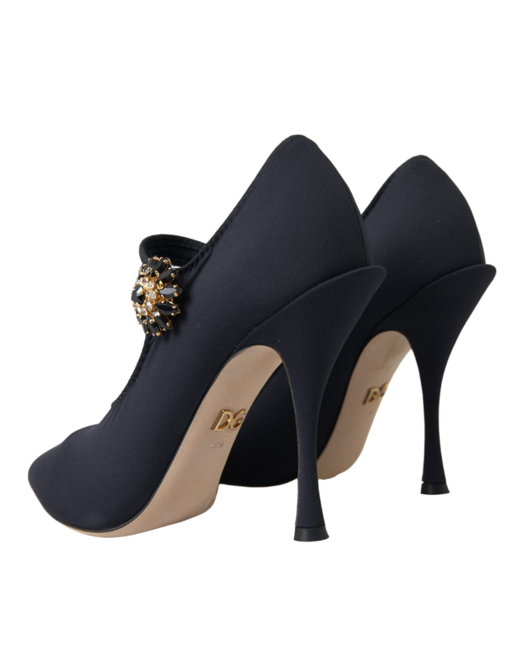 Svarte Mary Jane Jersey Krystall Pumps Sko