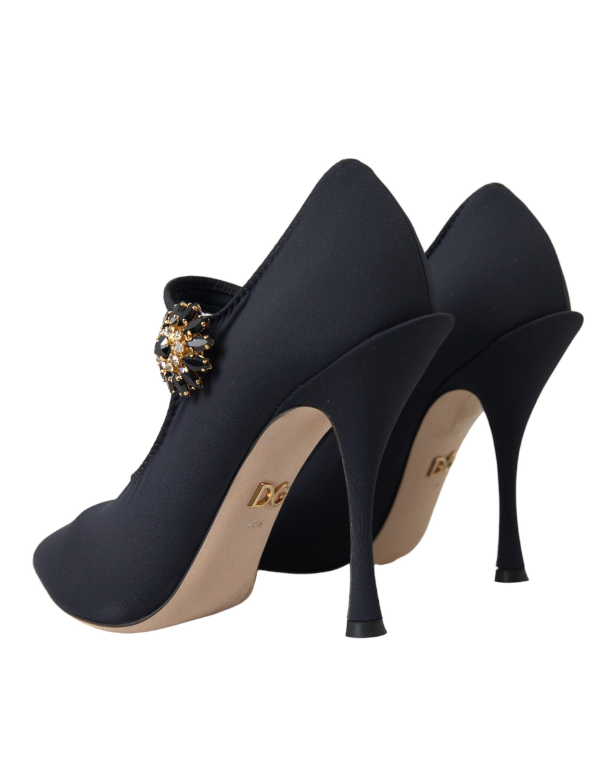 Svarta Mary Jane Jersey Kristall Pumps Skor