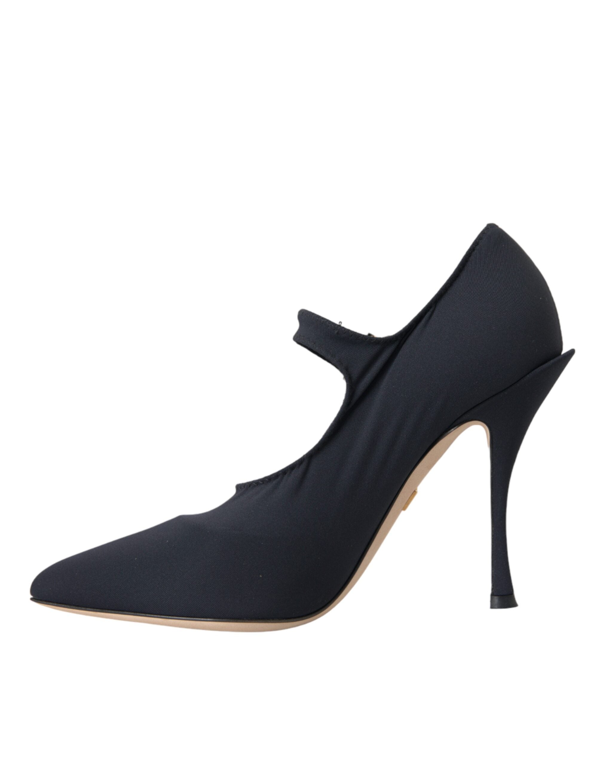 Svarta Mary Jane Jersey Kristall Pumps Skor