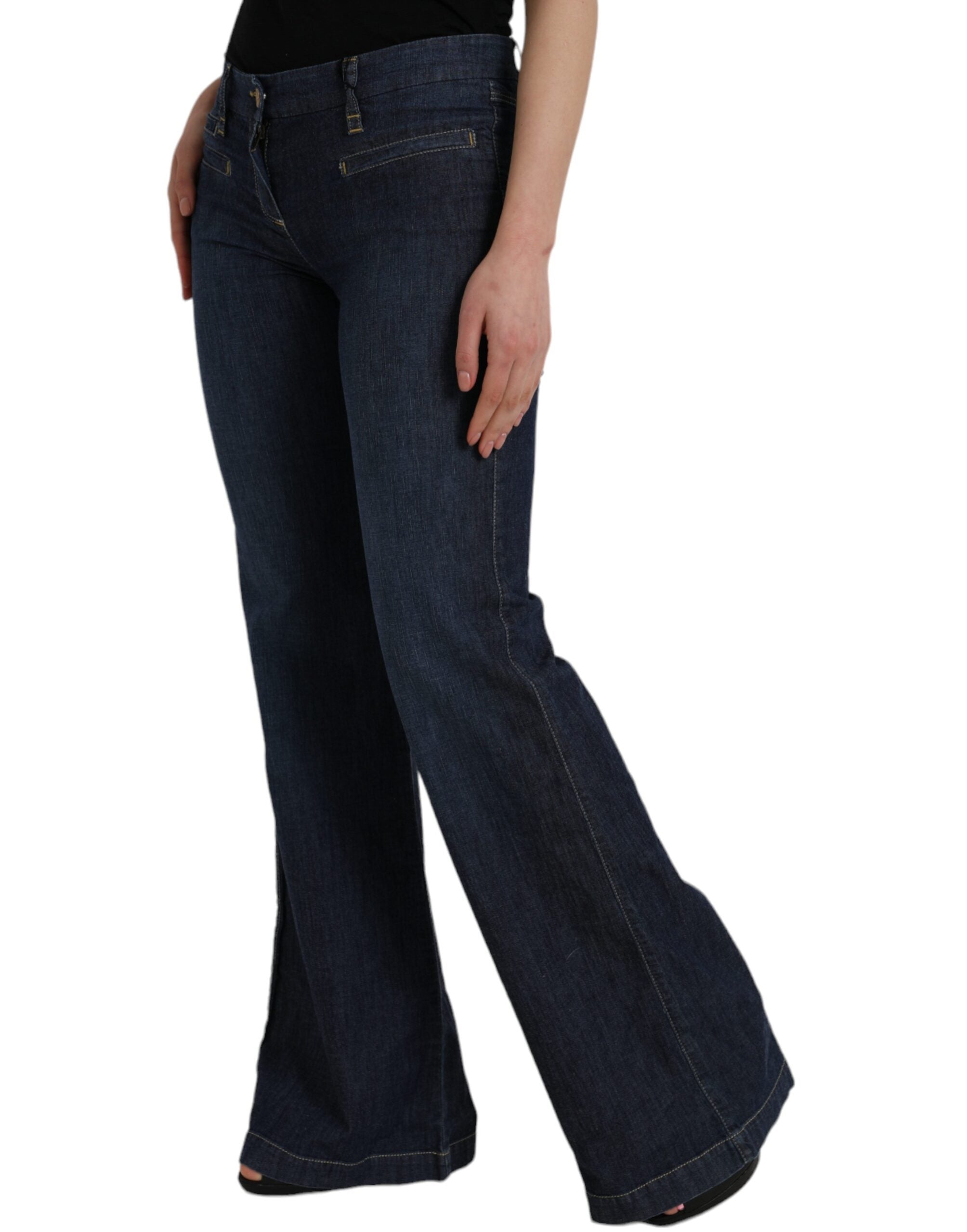 Mörkblå bomulls bootcut-jeans