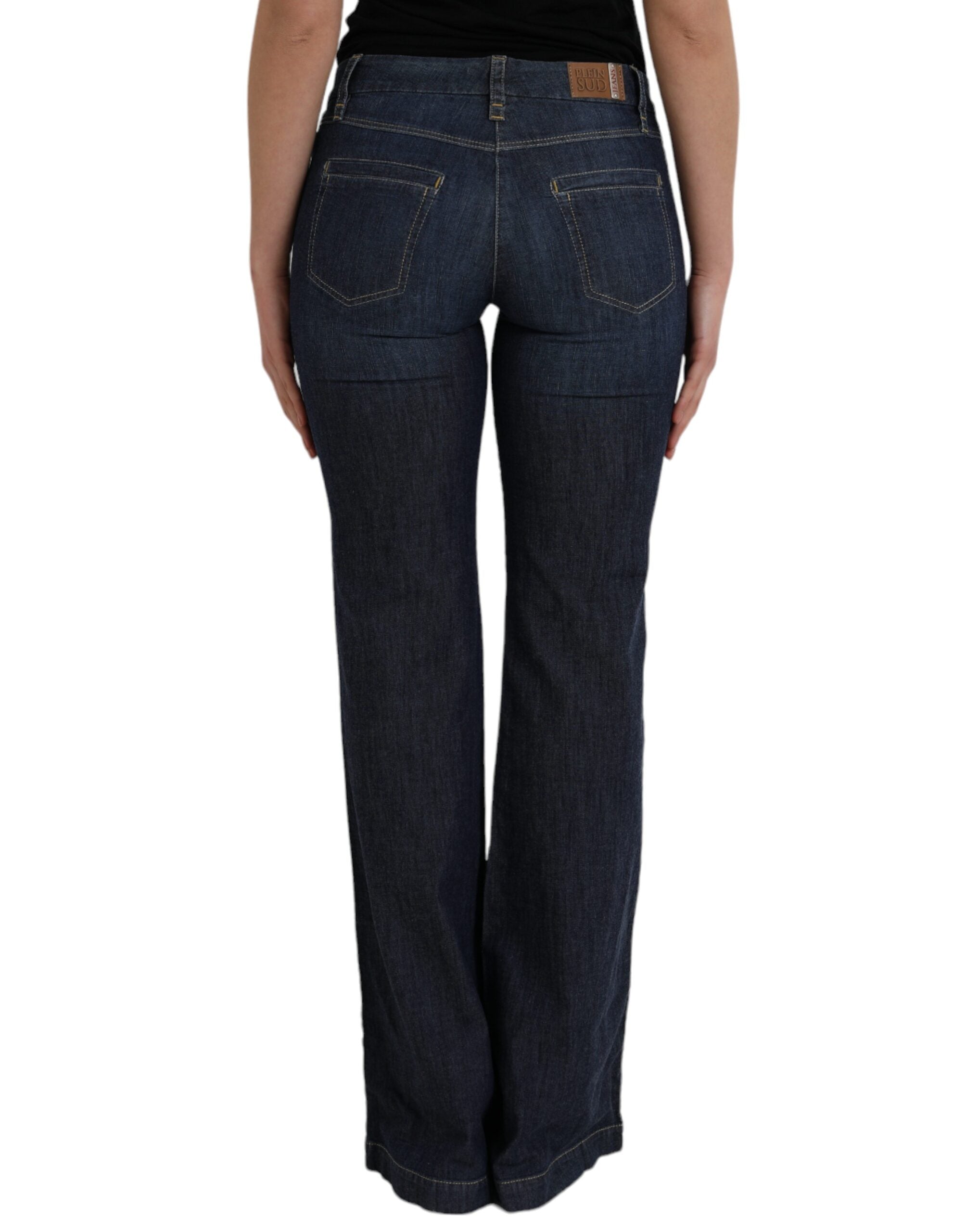 Mörkblå bomulls bootcut-jeans
