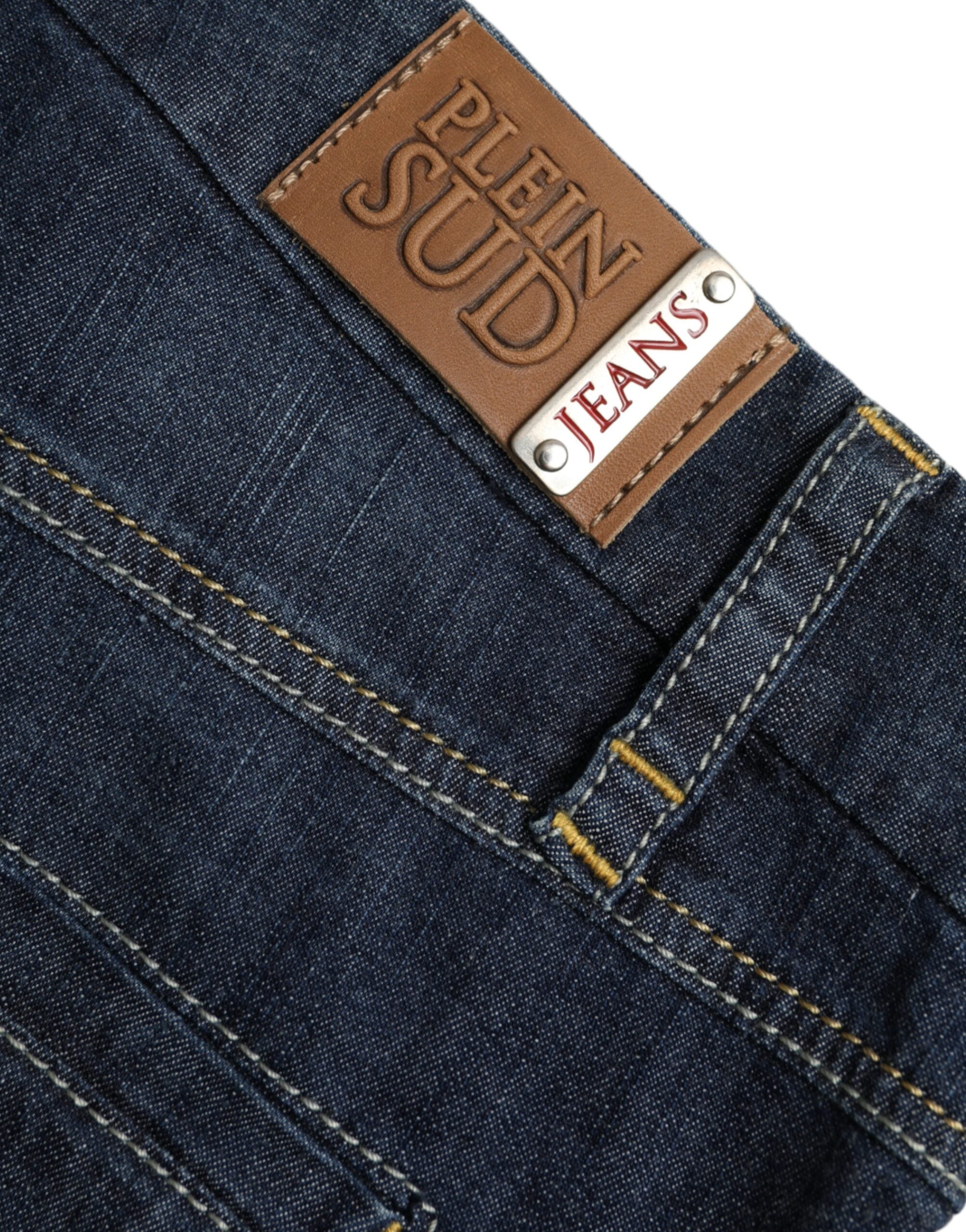 Mörkblå bomulls bootcut-jeans