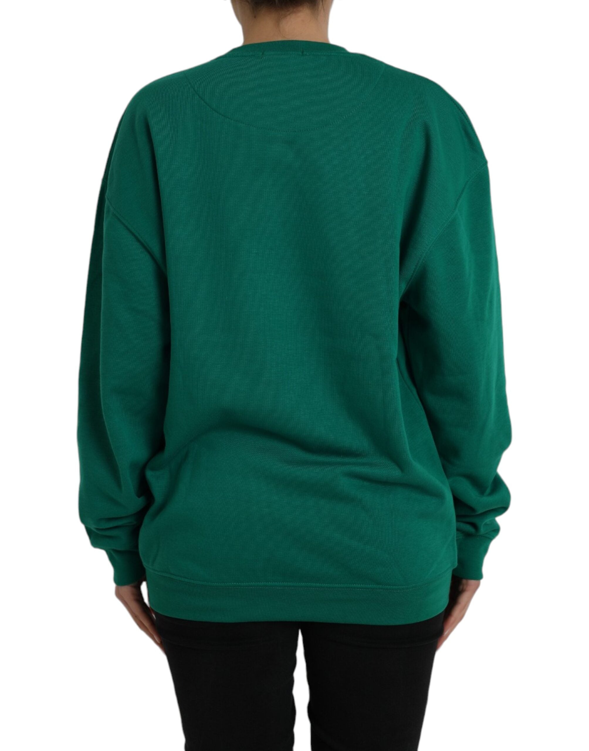 Grön bomullslogotyptryck långärmad pullover