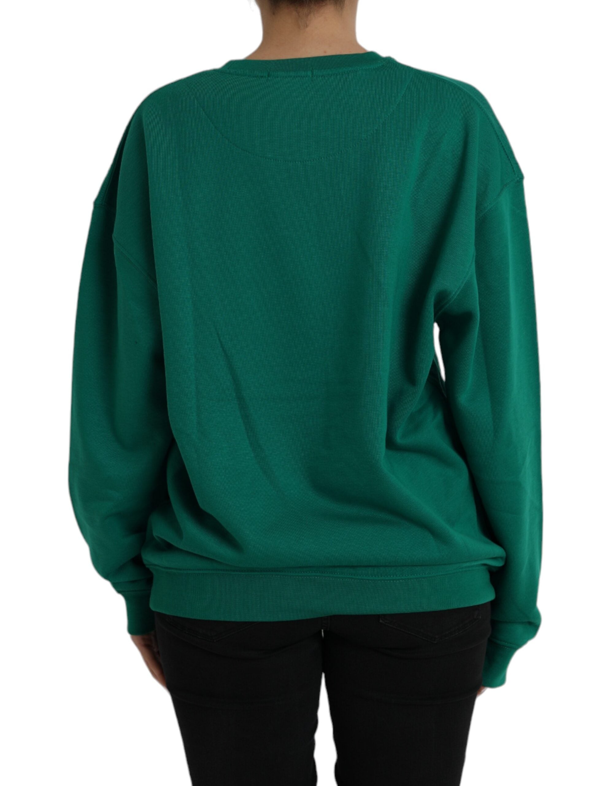 Grön bomullslogotyptryck långärmad pullover