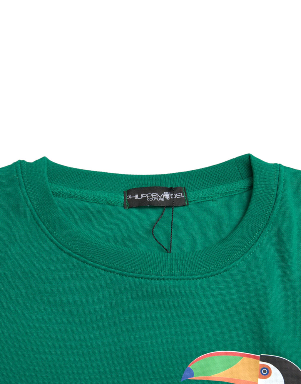 Grön bomullslogotyptryck långärmad pullover