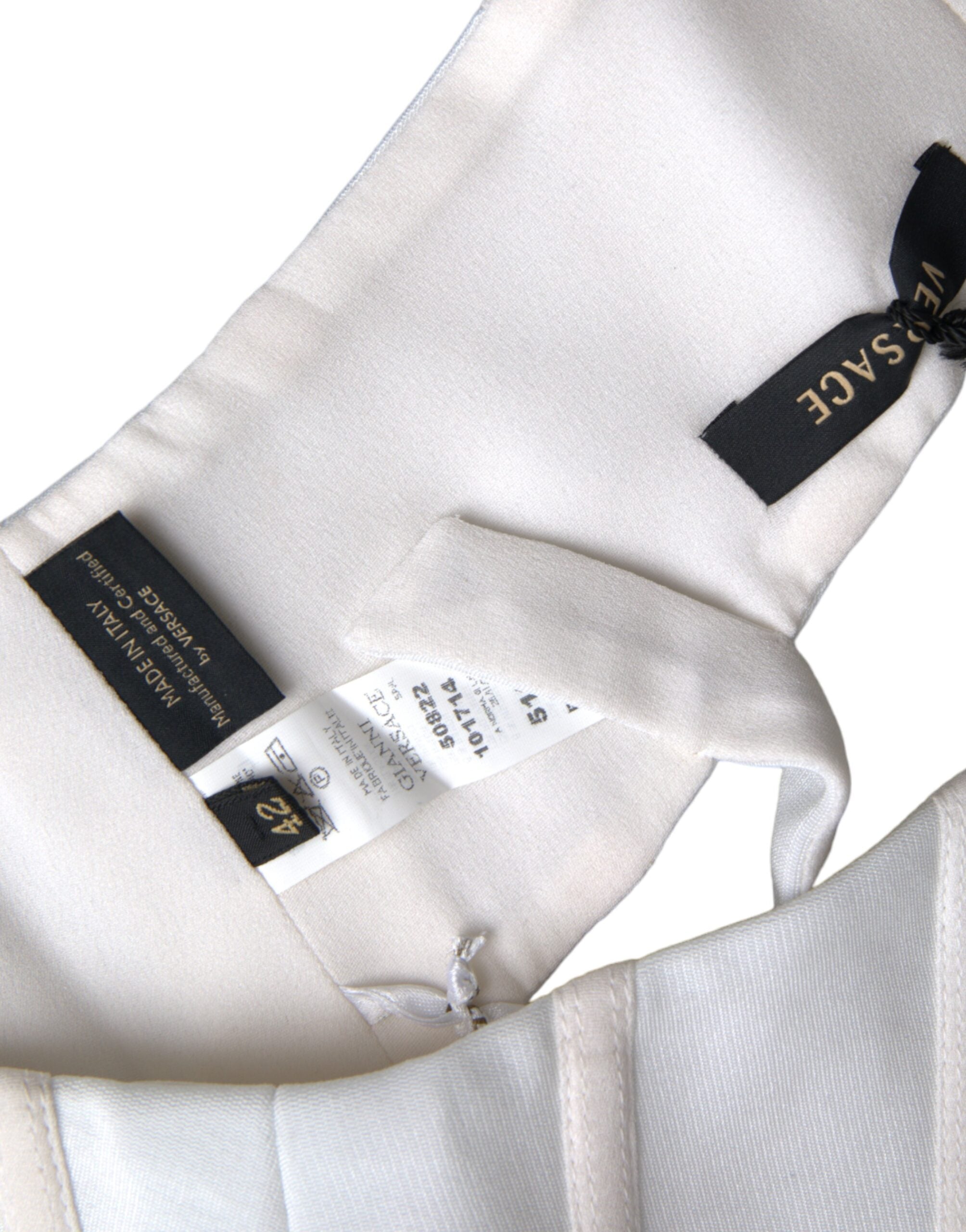 Vit Viskos Bustier Ärmlös Croppad Topp