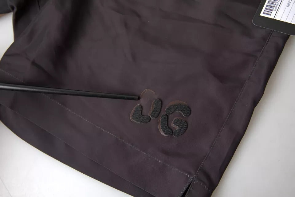 Mørkebrune leopardfargede badetøyshorts