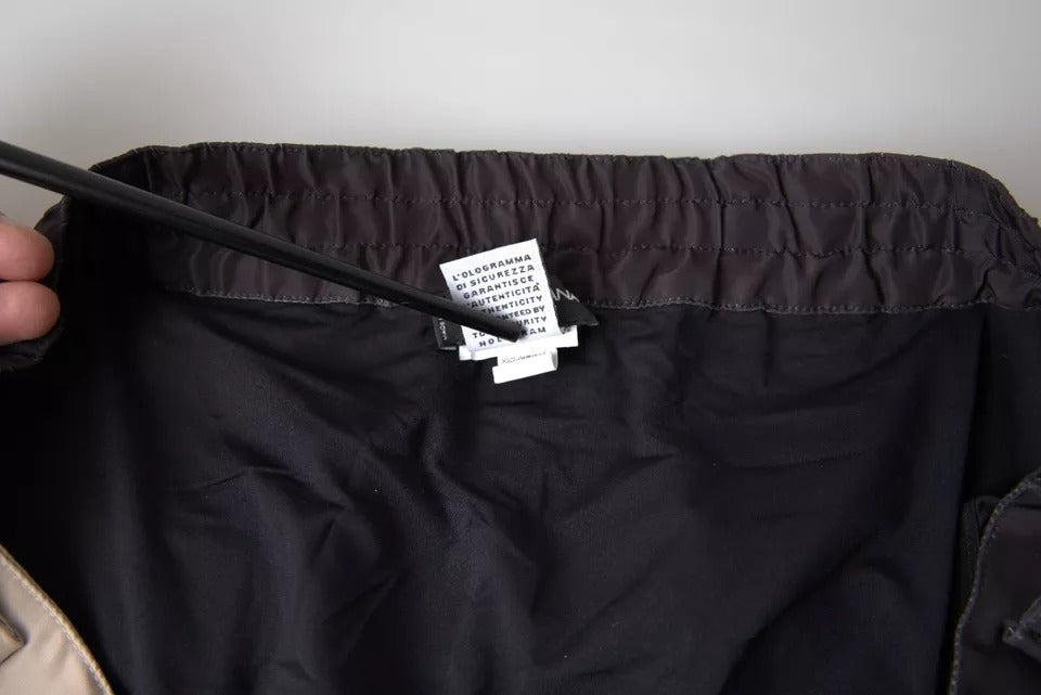 Mørkebrune leopardfargede badetøyshorts