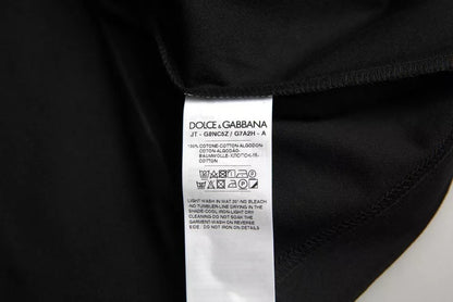 Dolce &amp; Gabbana svart t-shirt i bomull med rund hals och logotypmärke