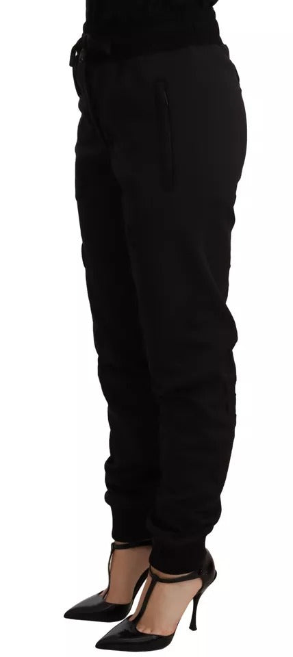 Svarta joggingbyxor för kvinnor i polyester