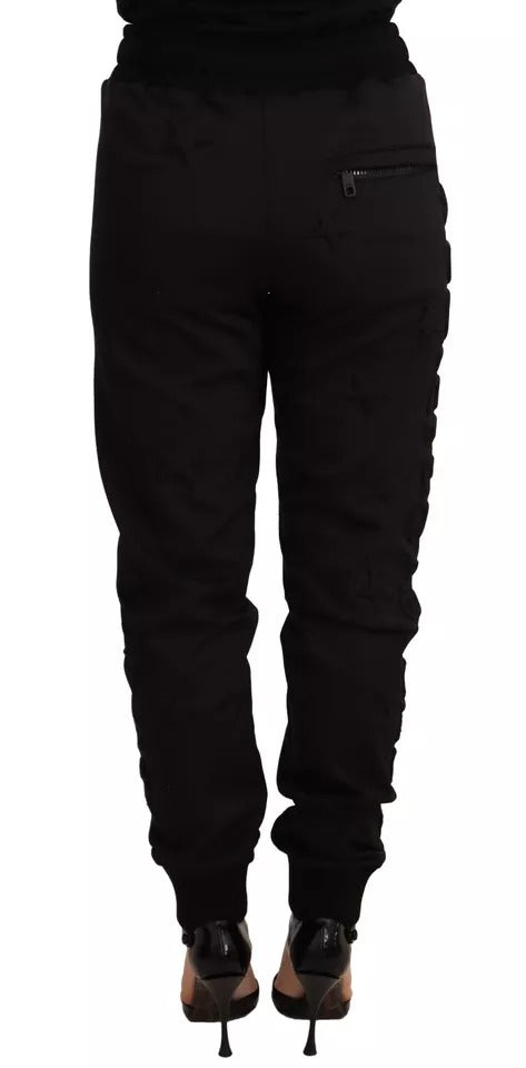 Svarta joggingbyxor för kvinnor i polyester