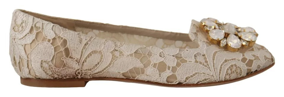 Beige blonder krystall ballerinasko med loafers