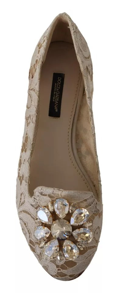 Beige blonder krystall ballerinasko med loafers