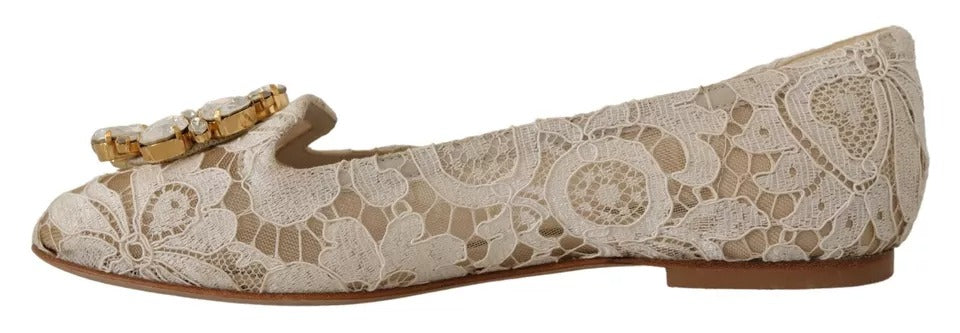 Beige blonder krystall ballerinasko med loafers