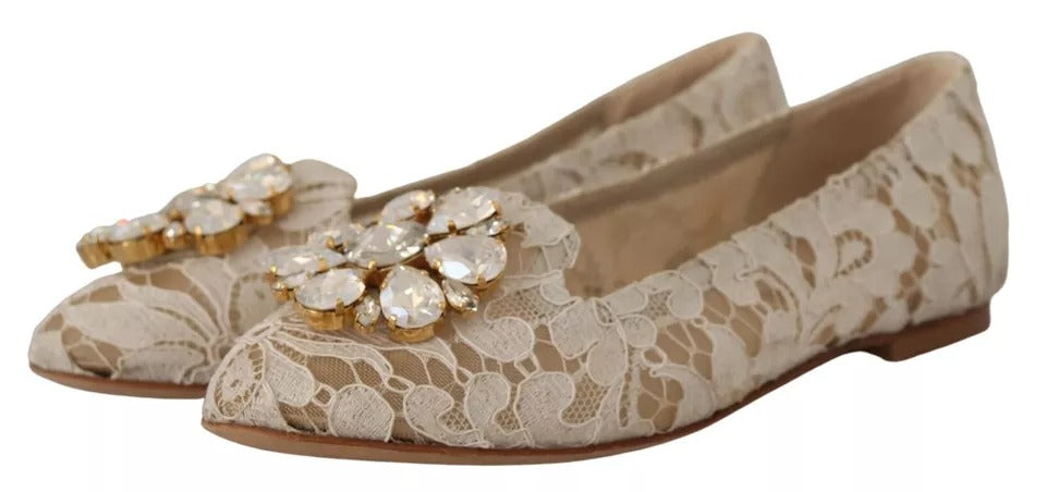 Beige blonder krystall ballerinasko med loafers