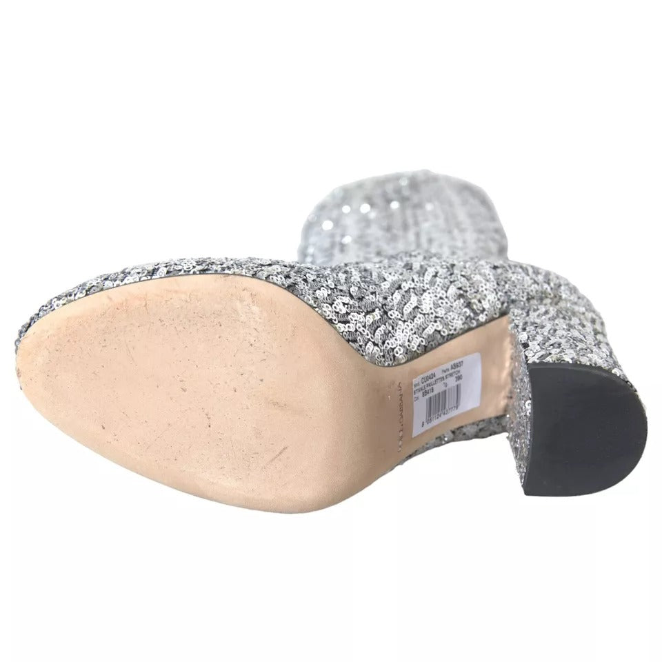 Silverfärgade Paljettkängor med Stretch
