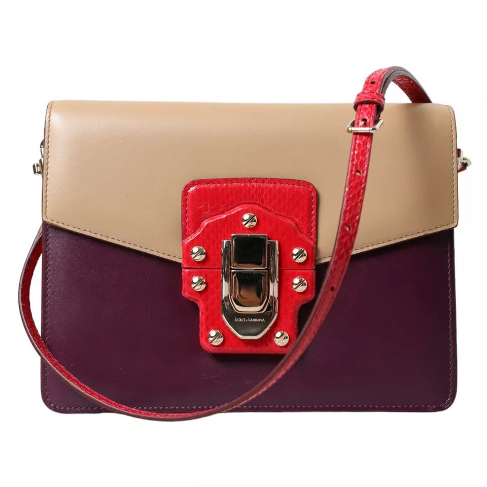 Flerfarget Lucia børstet skinn crossbody-skulderveske