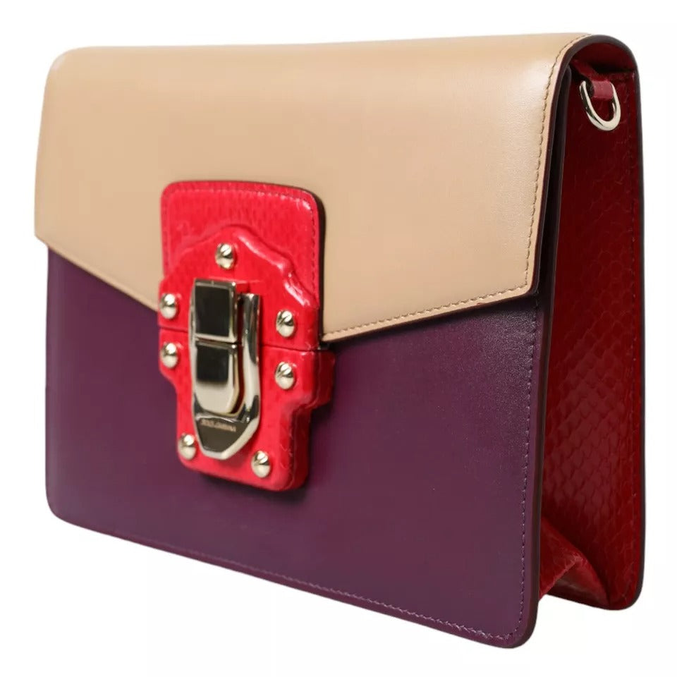 Flerfarget Lucia børstet skinn crossbody-skulderveske