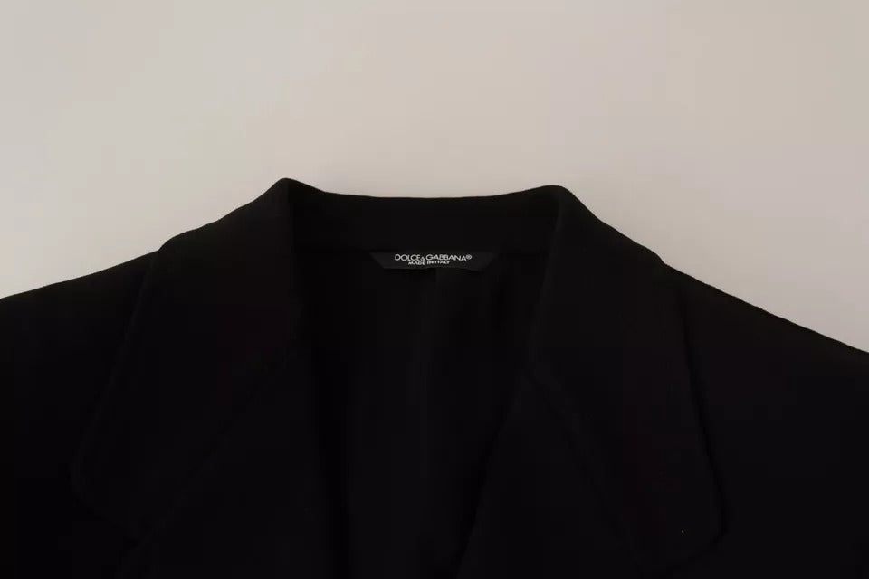 Svart ull Slim Fit kåpejakke Blazer