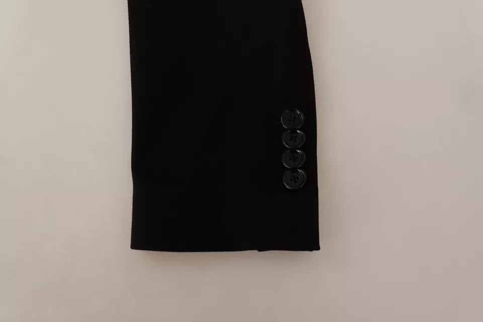 Svart ull Slim Fit kåpejakke Blazer