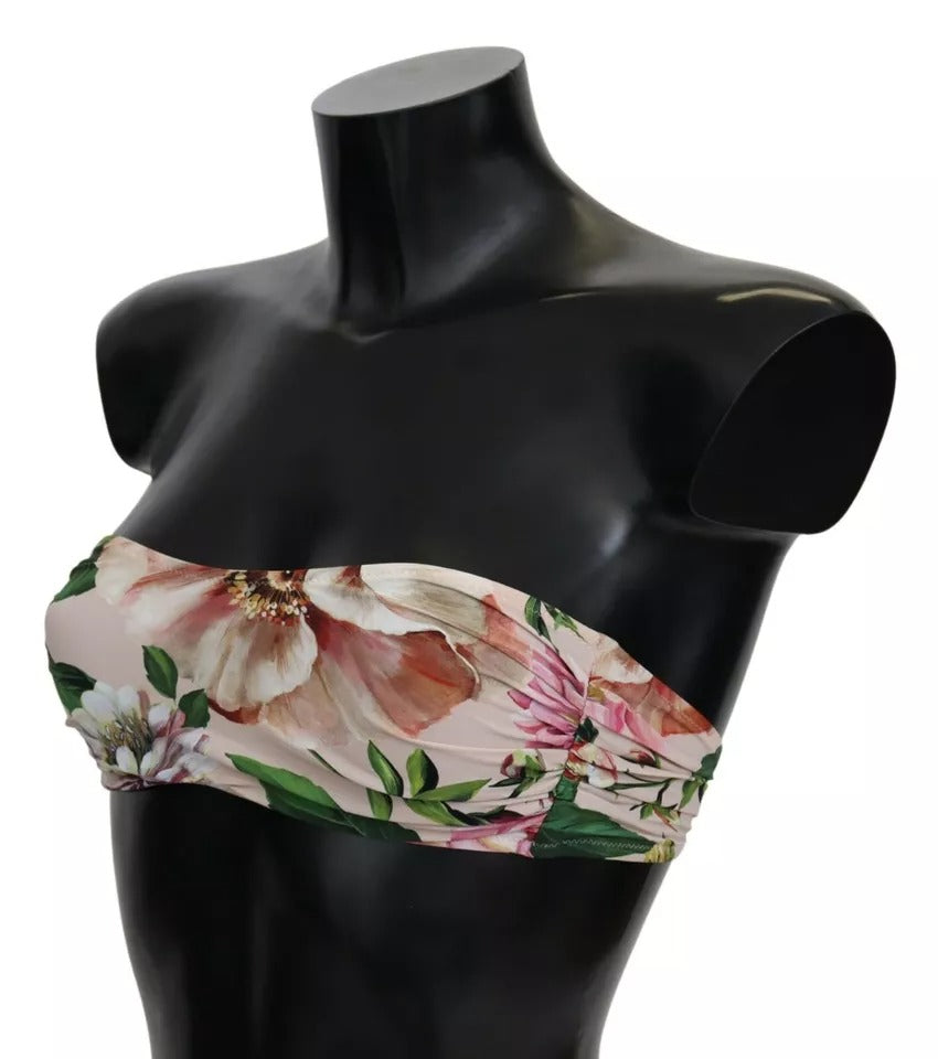 Rosa blommig baddräkt med strandmotiv