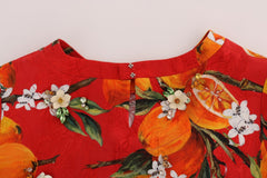 Dolce & Gabbana Orange Print Crystal-Embellished Blouse