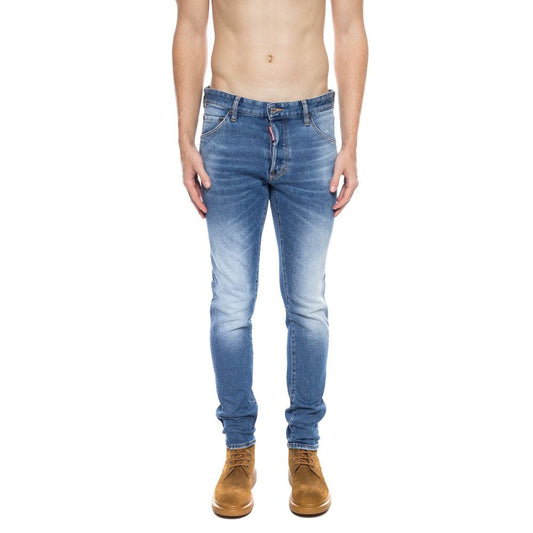 Dsquared² Blå bomulls herrjeans med slitning