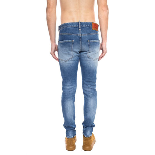 Dsquared² Blå bomulls herrjeans med slitning