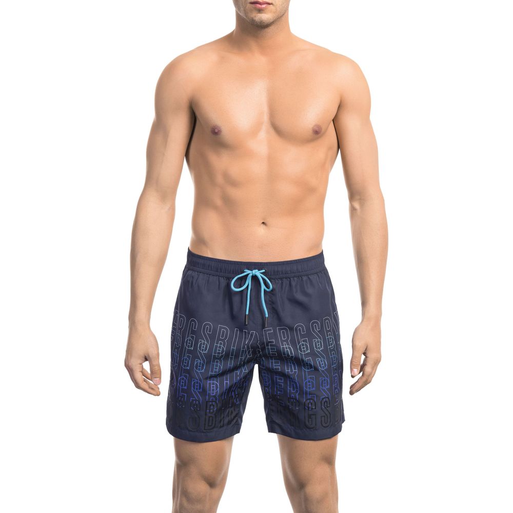Blå polyester herr badshorts