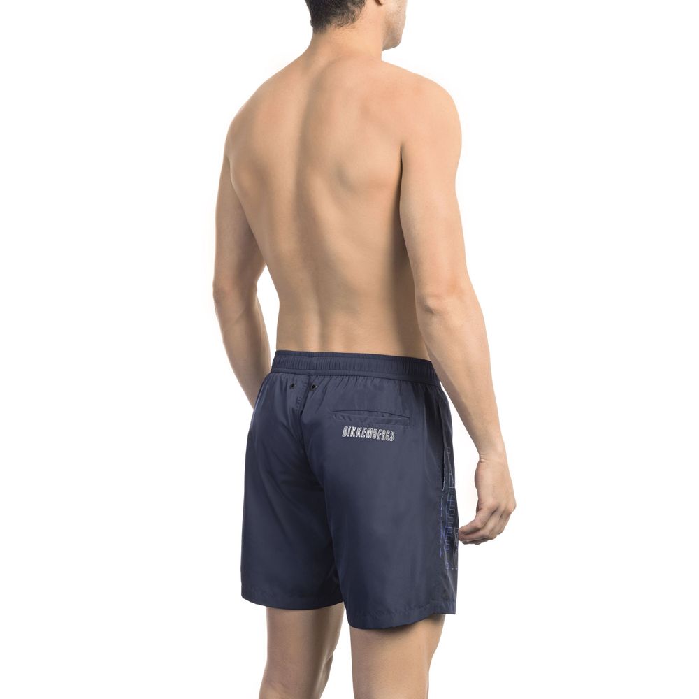 Blå polyester herr badshorts