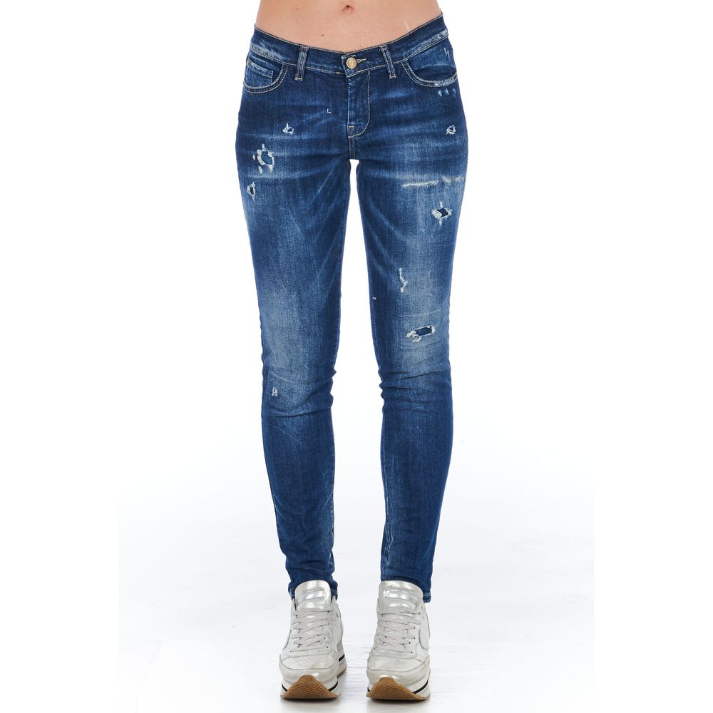 Blå bomullsjeans för kvinnor