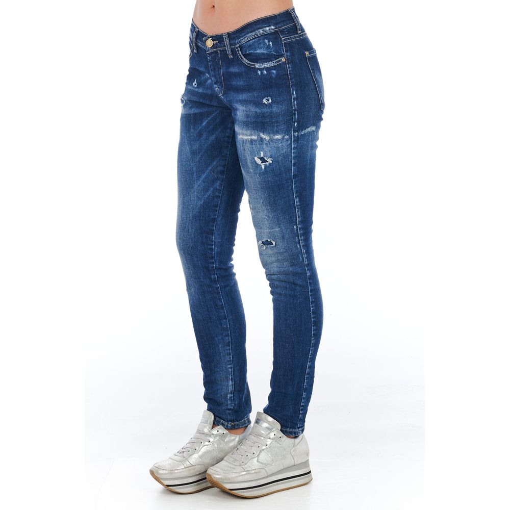 Blå bomullsjeans för kvinnor