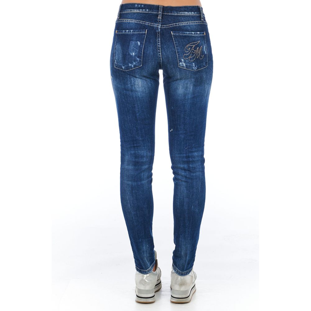 Blå bomullsjeans för kvinnor